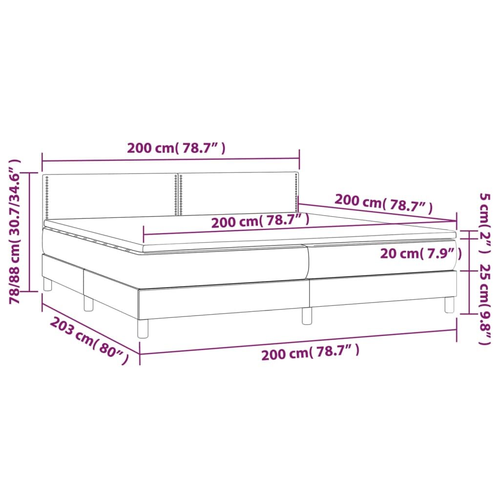 Κρεβάτι Boxspring με Στρώμα & LED Αν.Γκρι 200x200εκ. Υφασμάτινο