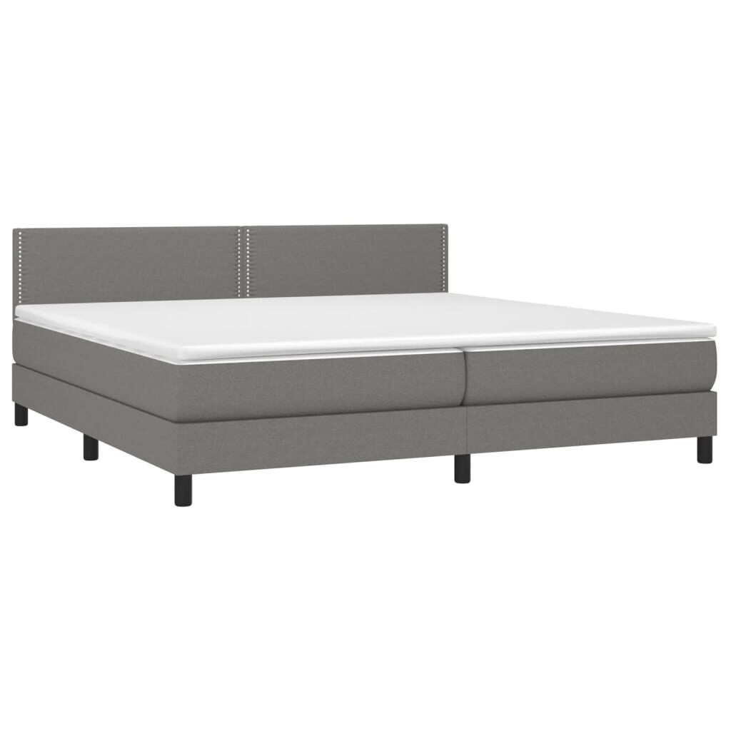 Κρεβάτι Boxspring με Στρώμα & LED Σκ.Γκρι 200x200εκ. Υφασμάτινο