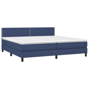 Κρεβάτι Boxspring με Στρώμα & LED Μπλε 200x200 εκ. Υφασμάτινο