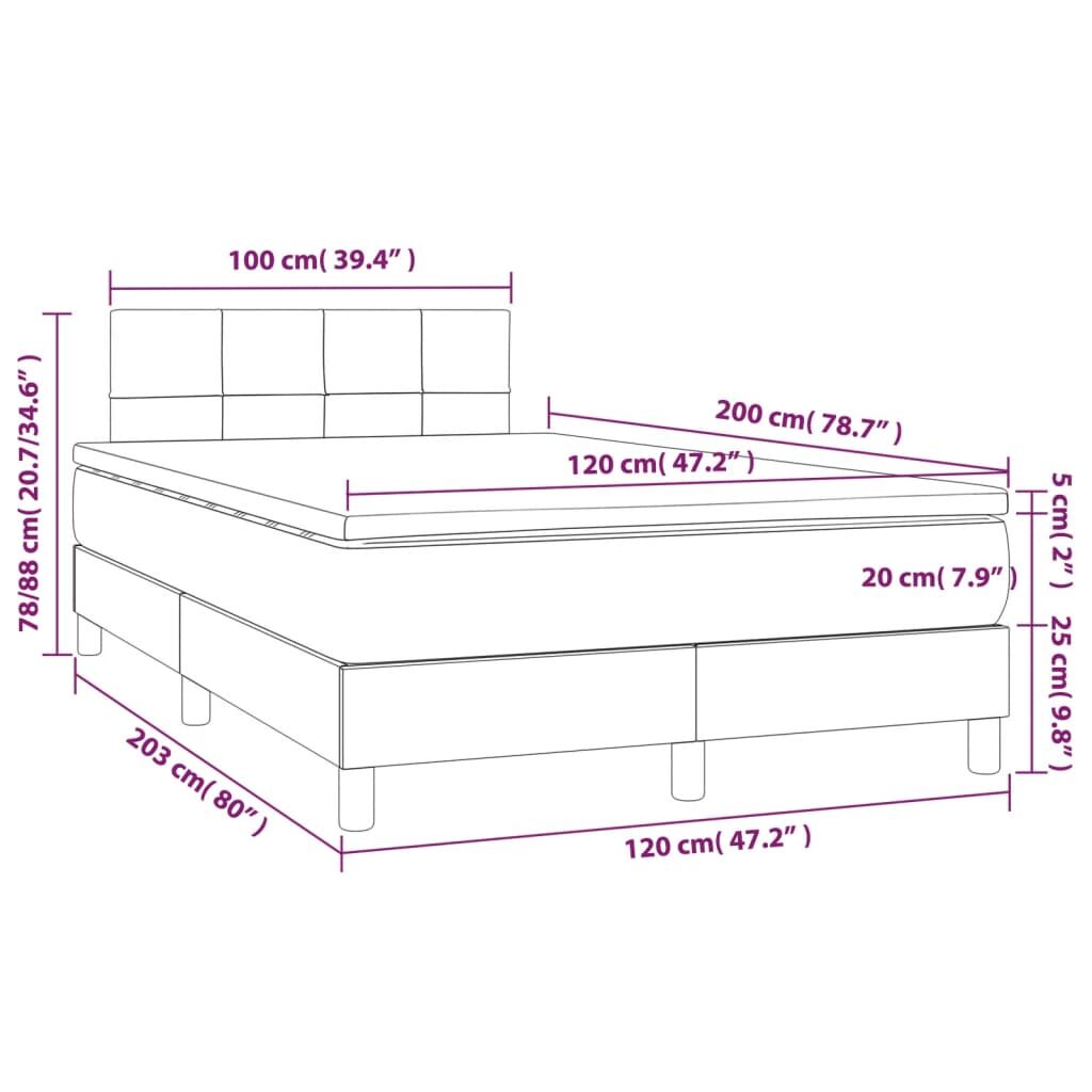 Κρεβάτι Boxspring με Στρώμα & LED Σκ.Καφέ 120x200 εκ Υφασμάτινο