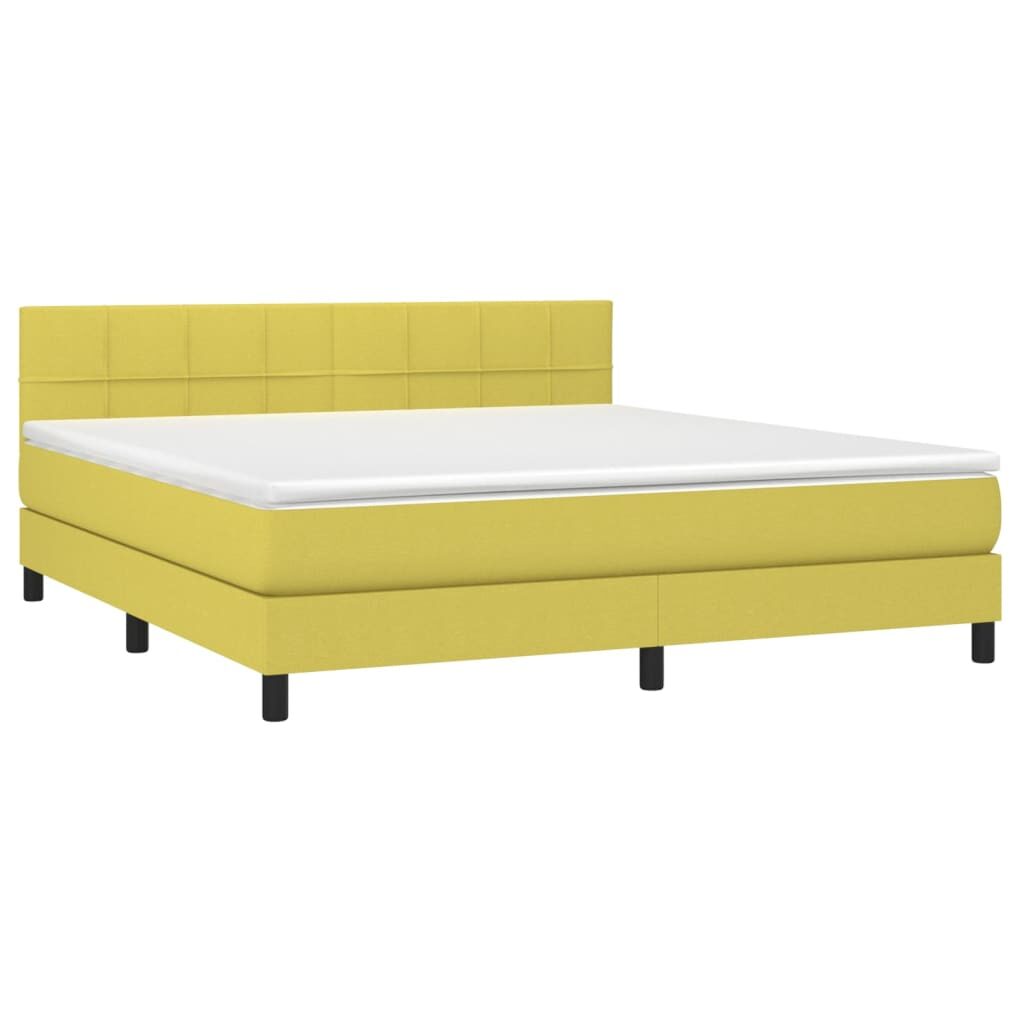 Κρεβάτι Boxspring με Στρώμα & LED Πράσινο 180x200 εκ Υφασμάτινο