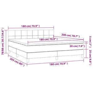 Κρεβάτι Boxspring με Στρώμα & LED Πράσινο 180x200 εκ Υφασμάτινο