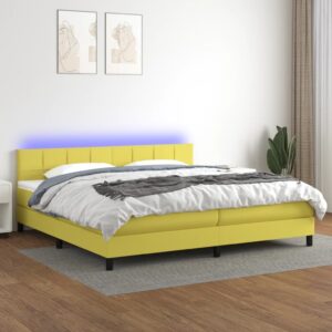 Κρεβάτι Boxspring με Στρώμα & LED Πράσινο 200x200 εκ Υφασμάτινο