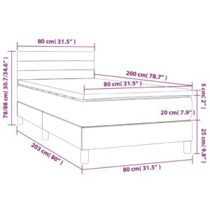 Κρεβάτι Boxspring με Στρώμα & LED Μαύρο 80x200 εκ. Υφασμάτινο