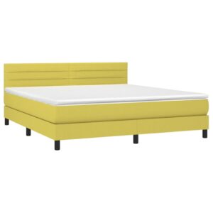 Κρεβάτι Boxspring με Στρώμα & LED Πράσινο 180x200 εκ Υφασμάτινο