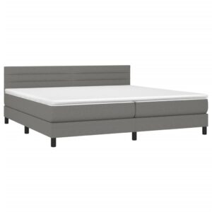 Κρεβάτι Boxspring με Στρώμα & LED Σκ.Γκρι 200x200εκ. Υφασμάτινο