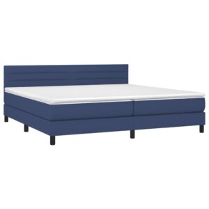 Κρεβάτι Boxspring με Στρώμα & LED Μπλε 200x200 εκ. Υφασμάτινο