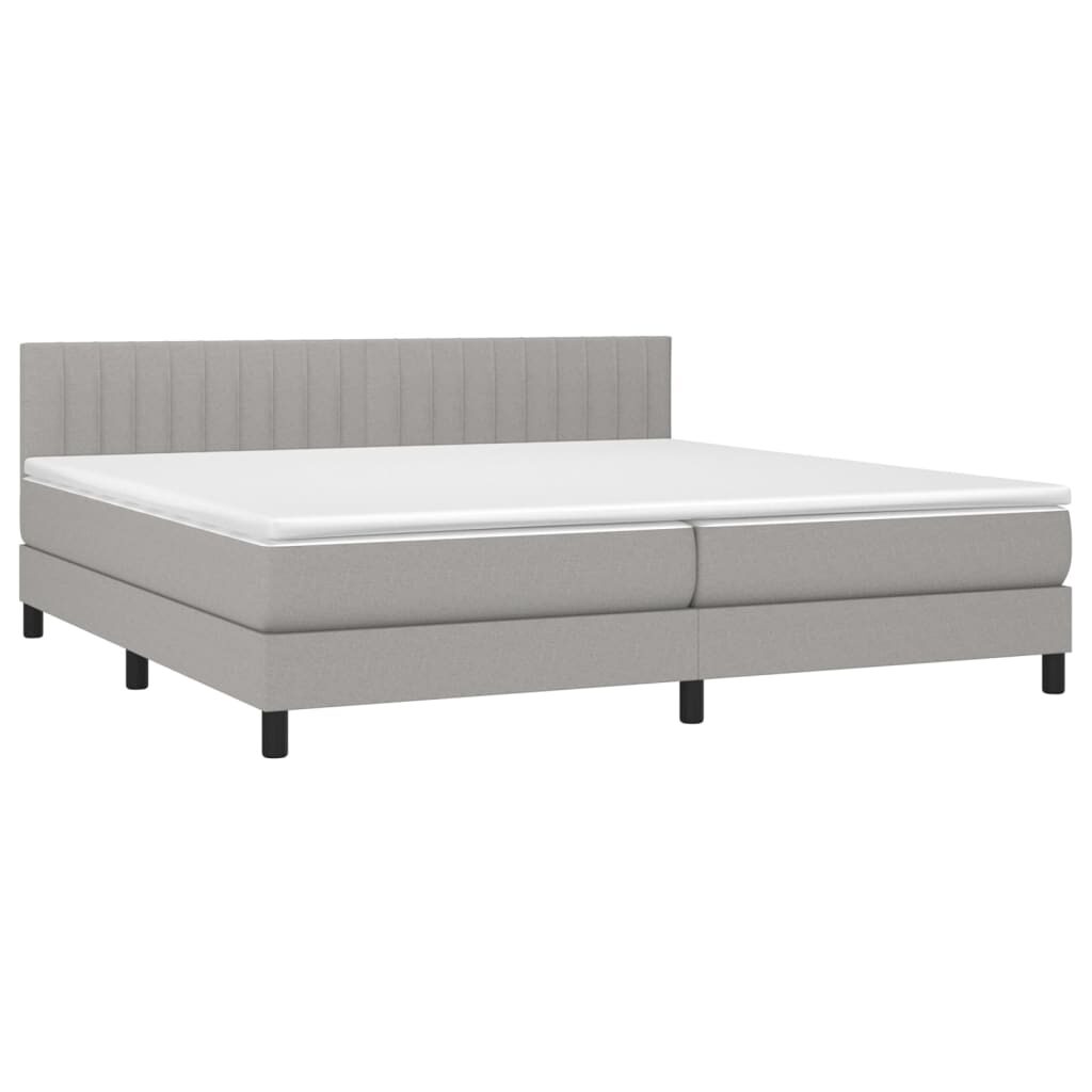 Κρεβάτι Boxspring με Στρώμα & LED Αν.Γκρι 200x200εκ. Υφασμάτινο