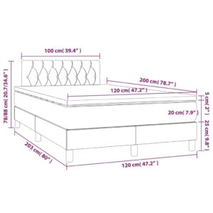 Κρεβάτι Boxspring με Στρώμα & LED Σκ.Καφέ 120x200 εκ Υφασμάτινο