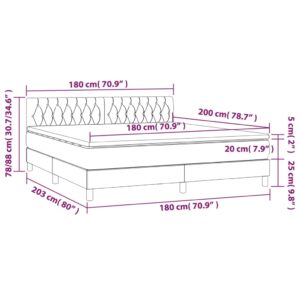 Κρεβάτι Boxspring με Στρώμα & LED Πράσινο 180x200 εκ Υφασμάτινο