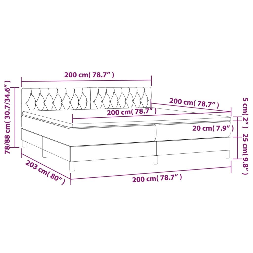 Κρεβάτι Boxspring με Στρώμα & LED Μπλε 200x200 εκ. Υφασμάτινο