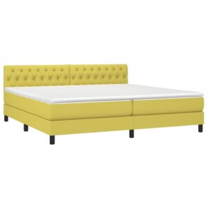 Κρεβάτι Boxspring με Στρώμα & LED Πράσινο 200x200 εκ Υφασμάτινο