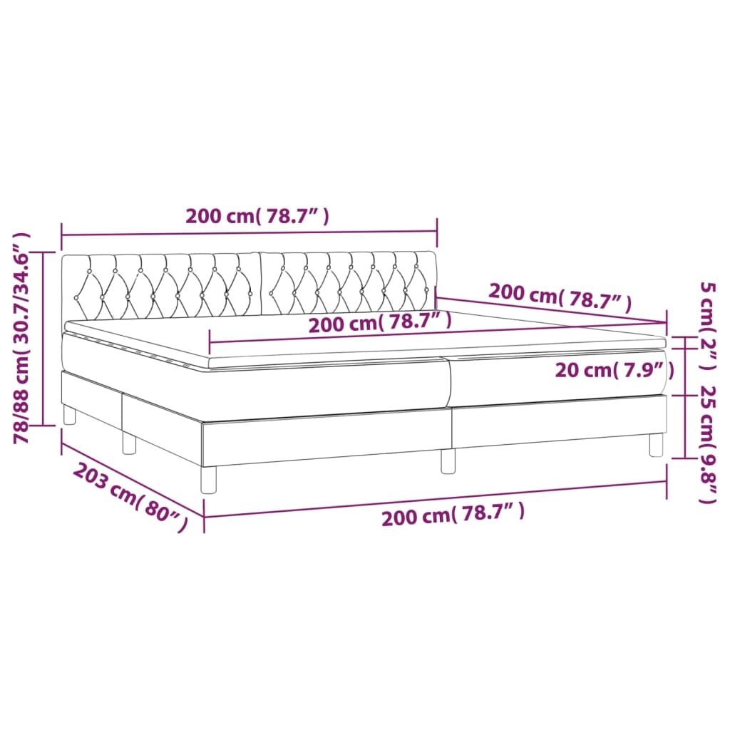 Κρεβάτι Boxspring με Στρώμα & LED Πράσινο 200x200 εκ Υφασμάτινο