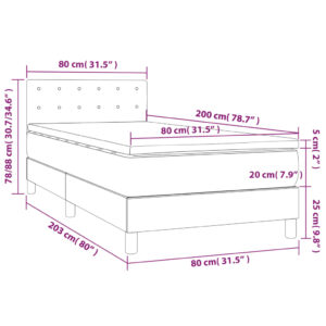 Κρεβάτι Boxspring με Στρώμα & LED Μαύρο 80x200 εκ. Υφασμάτινο