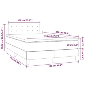 Κρεβάτι Boxspring με Στρώμα & LED Σκ.Καφέ 120x200 εκ Υφασμάτινο