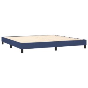 Κρεβάτι Boxspring με Στρώμα & LED Μπλε 200x200 εκ. Υφασμάτινο