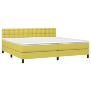 Κρεβάτι Boxspring με Στρώμα & LED Πράσινο 200x200 εκ Υφασμάτινο