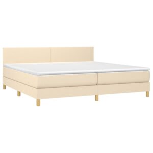 Κρεβάτι Boxspring με Στρώμα & LED Κρεμ 200x200 εκ. Υφασμάτινο