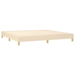 Κρεβάτι Boxspring με Στρώμα & LED Κρεμ 200x200 εκ. Υφασμάτινο