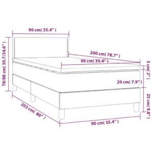 Κρεβάτι Boxspring με Στρώμα & LED Πράσινο 90x200 εκ. Υφασμάτινο