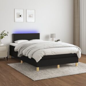 Κρεβάτι Boxspring με Στρώμα & LED Μαύρο 120x200 εκ. Υφασμάτινο