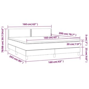 Κρεβάτι Boxspring με Στρώμα & LED Πράσινο 160x200 εκ Υφασμάτινο