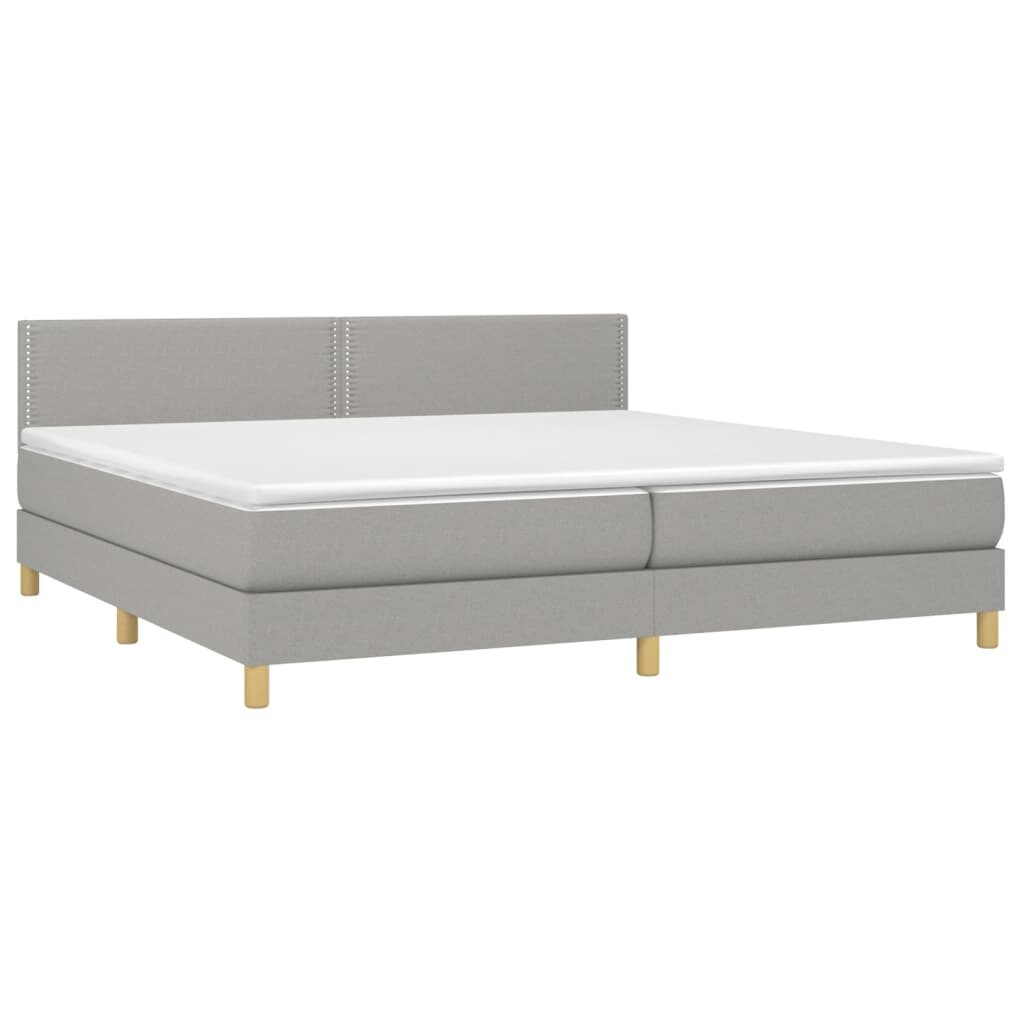 Κρεβάτι Boxspring με Στρώμα & LED Αν.Γκρι 200x200εκ. Υφασμάτινο