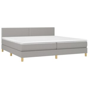 Κρεβάτι Boxspring με Στρώμα & LED Αν.Γκρι 200x200εκ. Υφασμάτινο