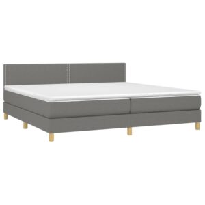 Κρεβάτι Boxspring με Στρώμα & LED Σκ.Γκρι 200x200εκ. Υφασμάτινο