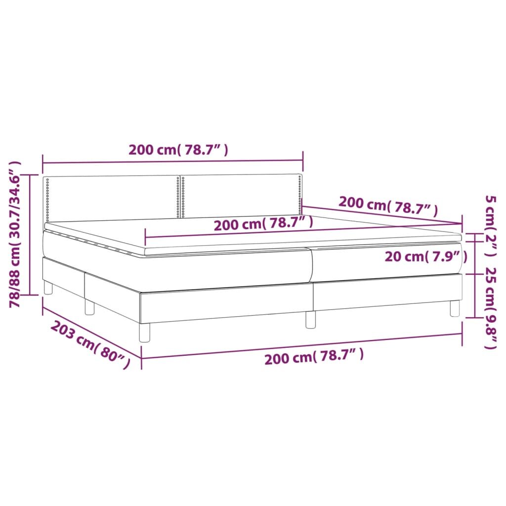 Κρεβάτι Boxspring με Στρώμα & LED Σκ.Γκρι 200x200εκ. Υφασμάτινο