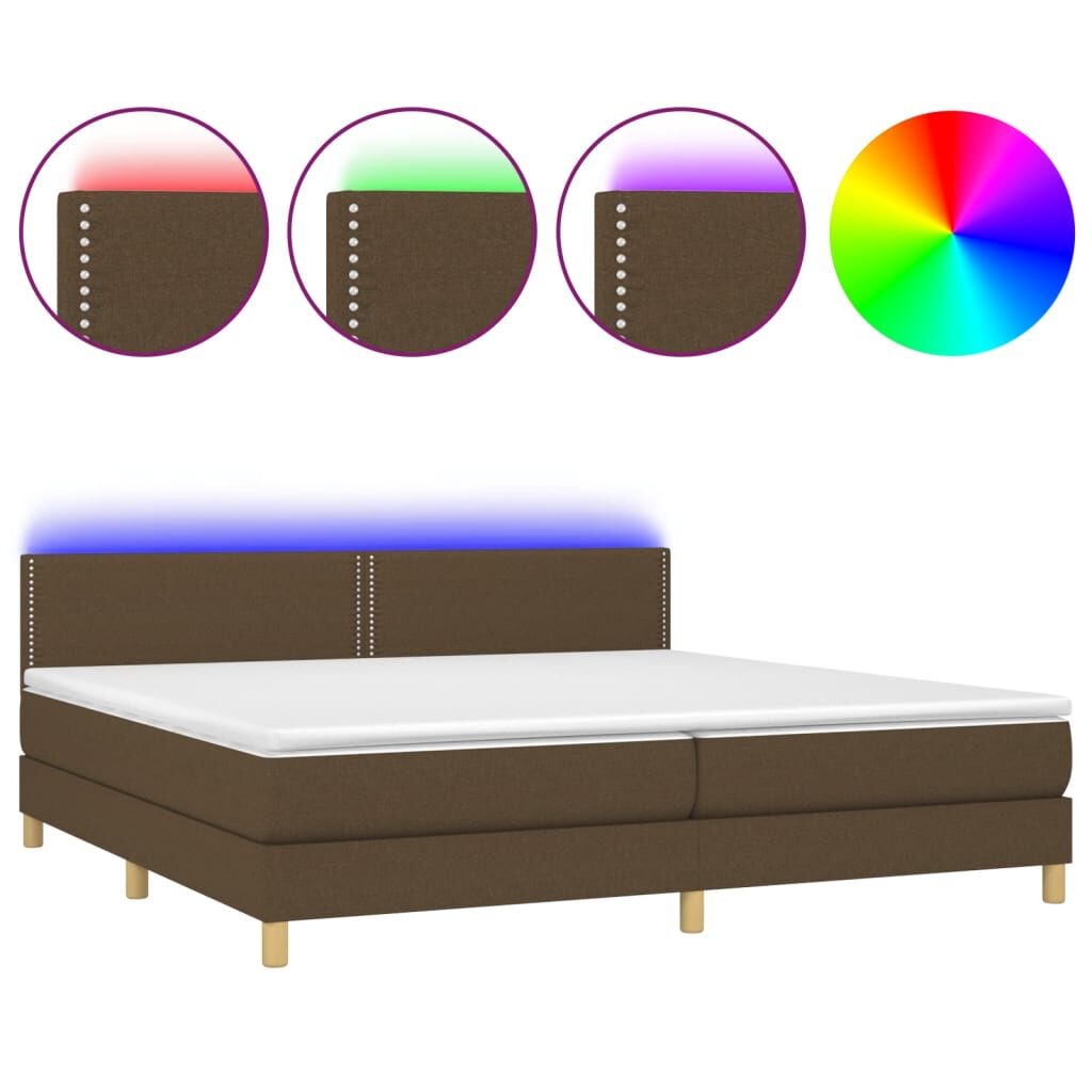 Κρεβάτι Boxspring με Στρώμα & LED Σκ.Καφέ 200x200 εκ Υφασμάτινο