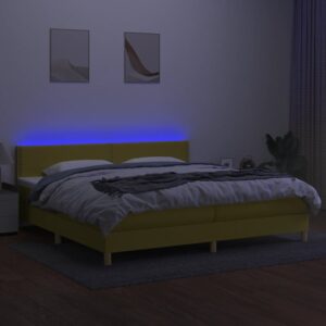 Κρεβάτι Boxspring με Στρώμα & LED Πράσινο 200x200 εκ Υφασμάτινο