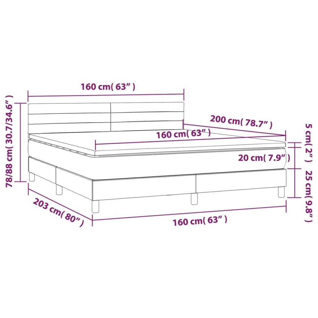 Κρεβάτι Boxspring με Στρώμα & LED Πράσινο 160x200 εκ Υφασμάτινο