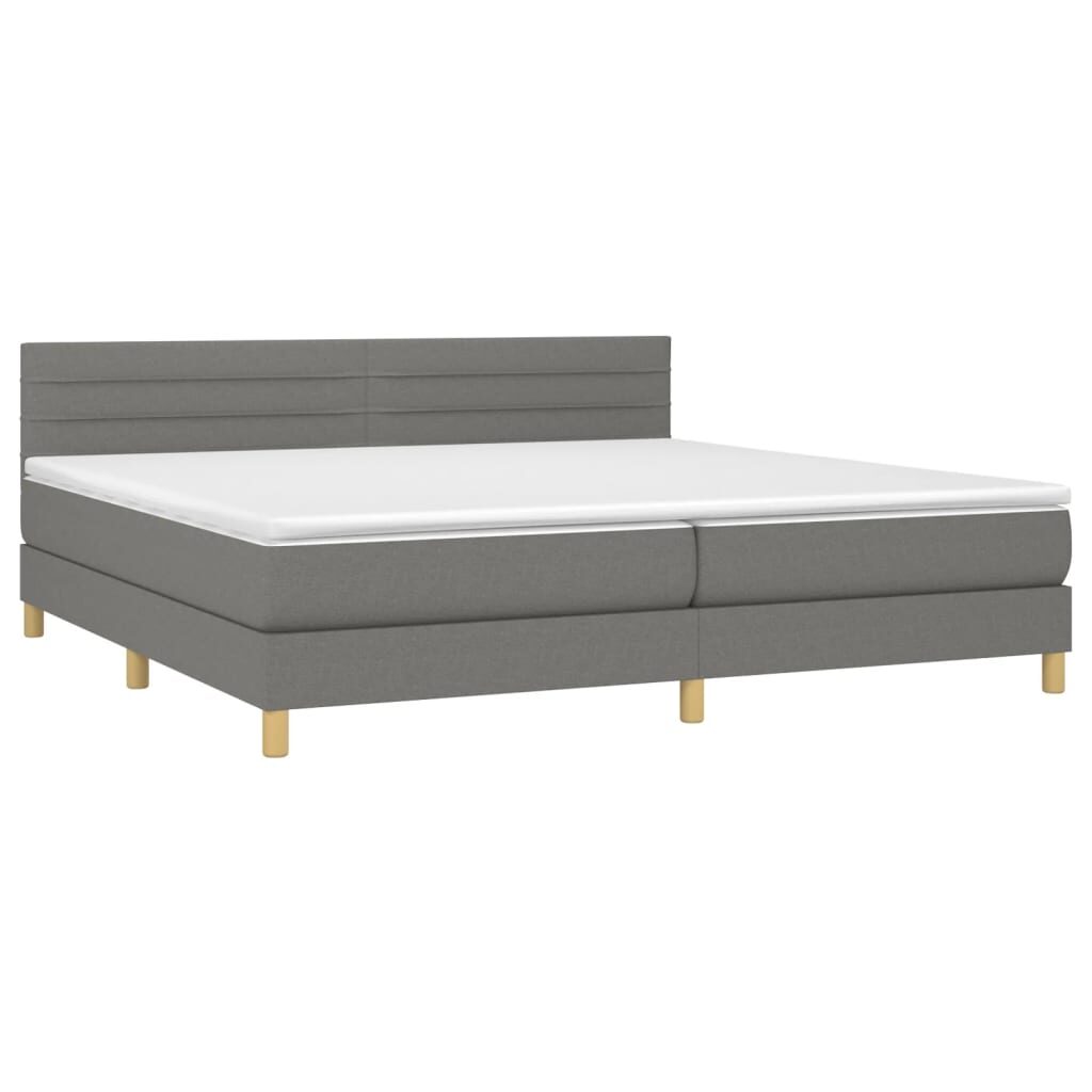 Κρεβάτι Boxspring με Στρώμα & LED Σκ.Γκρι 200x200εκ. Υφασμάτινο