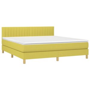 Κρεβάτι Boxspring με Στρώμα & LED Πράσινο 160x200 εκ Υφασμάτινο