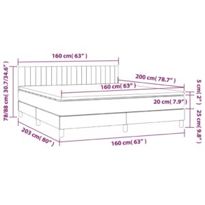 Κρεβάτι Boxspring με Στρώμα & LED Πράσινο 160x200 εκ Υφασμάτινο