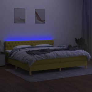 Κρεβάτι Boxspring με Στρώμα & LED Πράσινο 200x200 εκ Υφασμάτινο