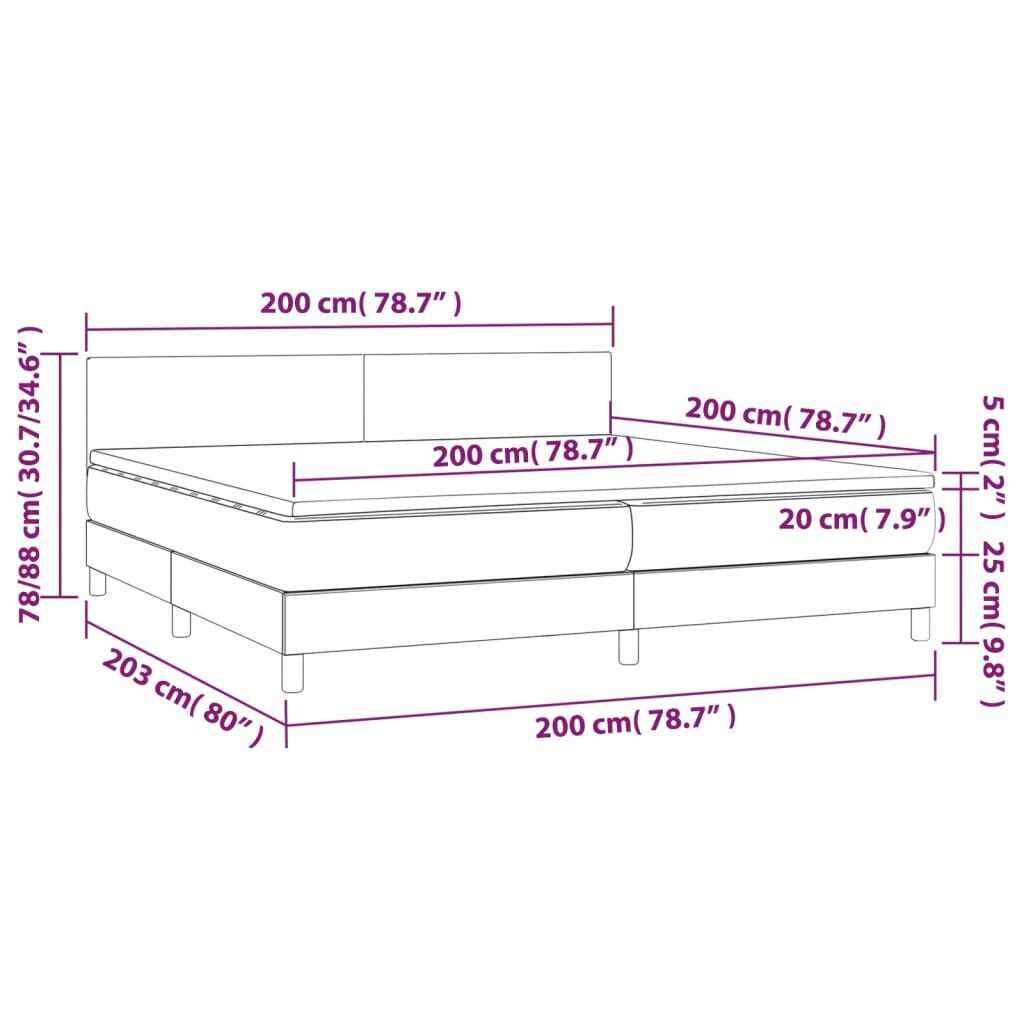 Κρεβάτι Boxspring Στρώμα&LED Καπουτσίνο 200x200 εκ. Συνθ. Δέρμα