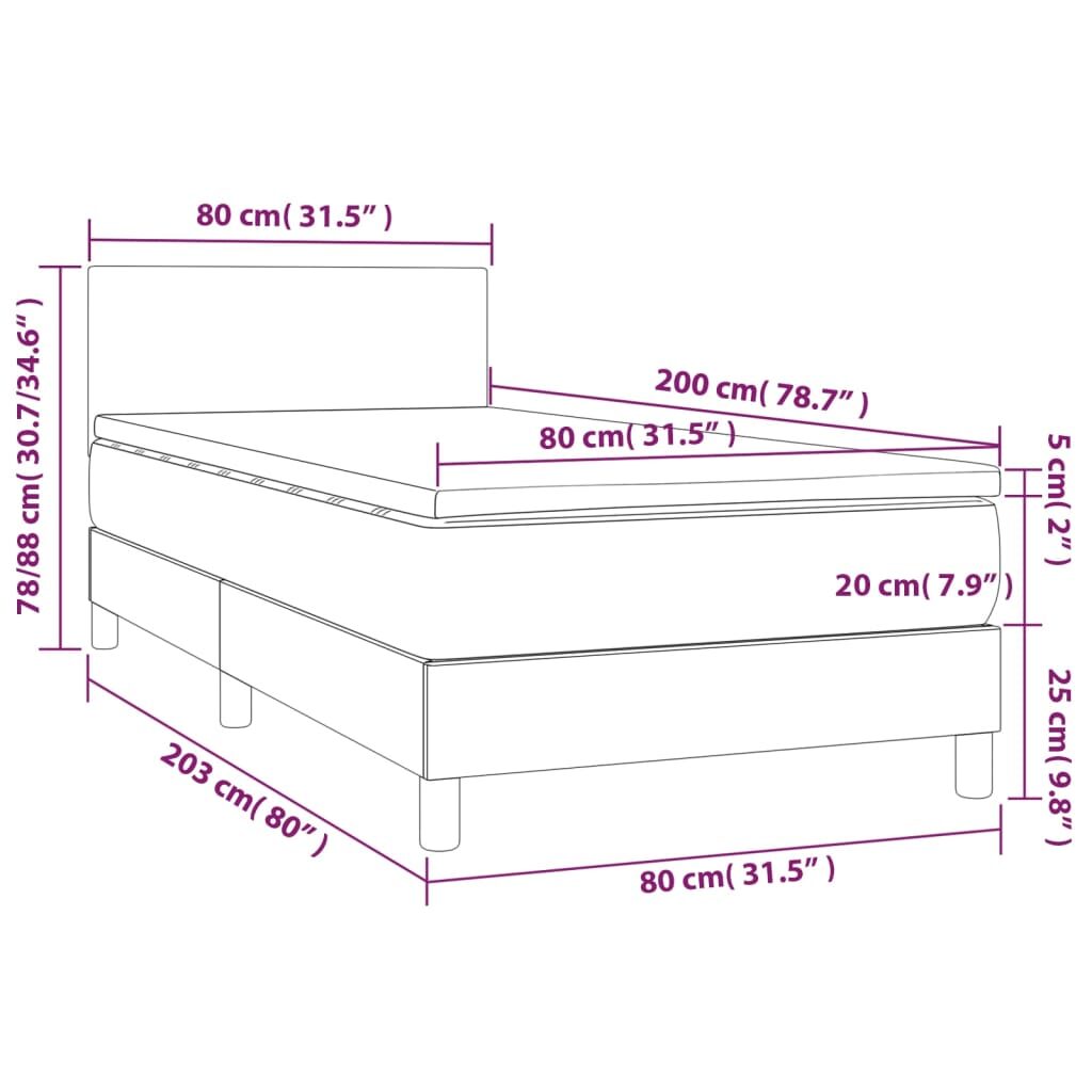 Κρεβάτι Boxspring με Στρώμα & LED Σκ. Μπλε 80x200 εκ. Βελούδινο