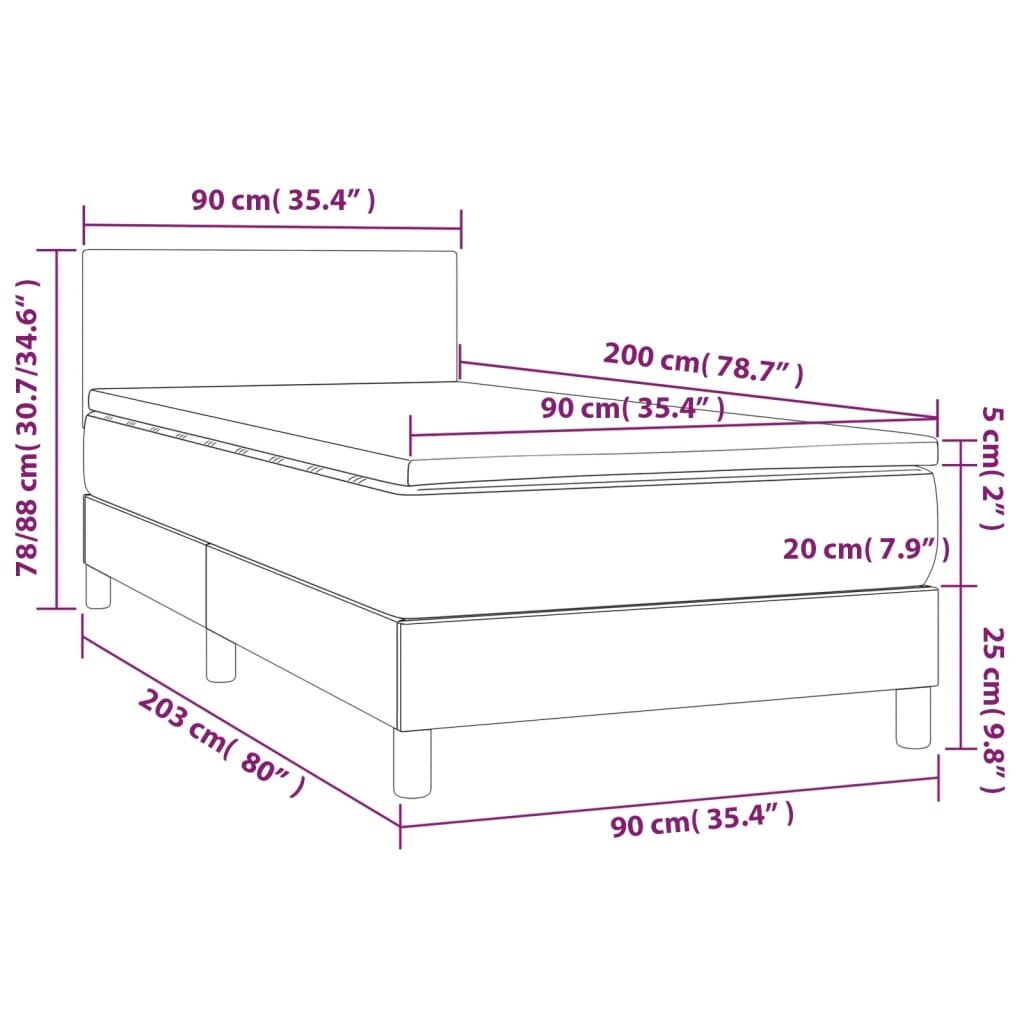 Κρεβάτι Boxspring με Στρώμα & LED Σκ. Μπλε 90x200 εκ. Βελούδινο