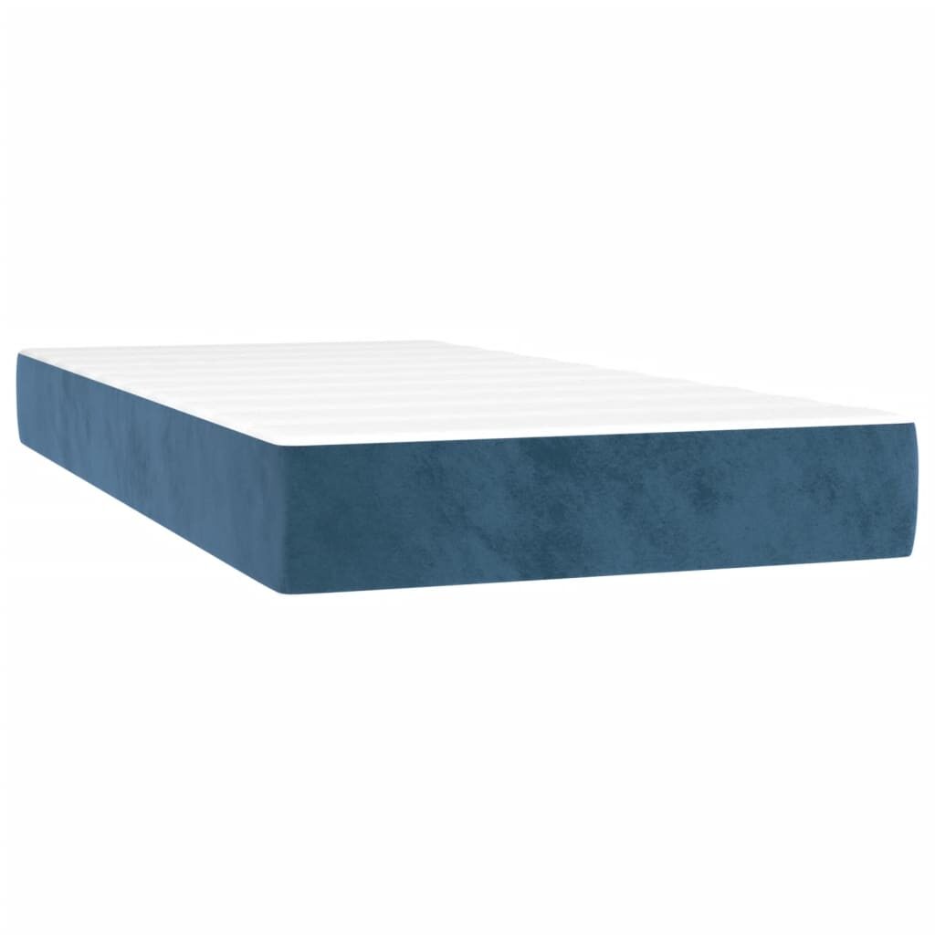 Κρεβάτι Boxspring με Στρώμα & LED Σκ. Μπλε 80x200 εκ. Βελούδινο