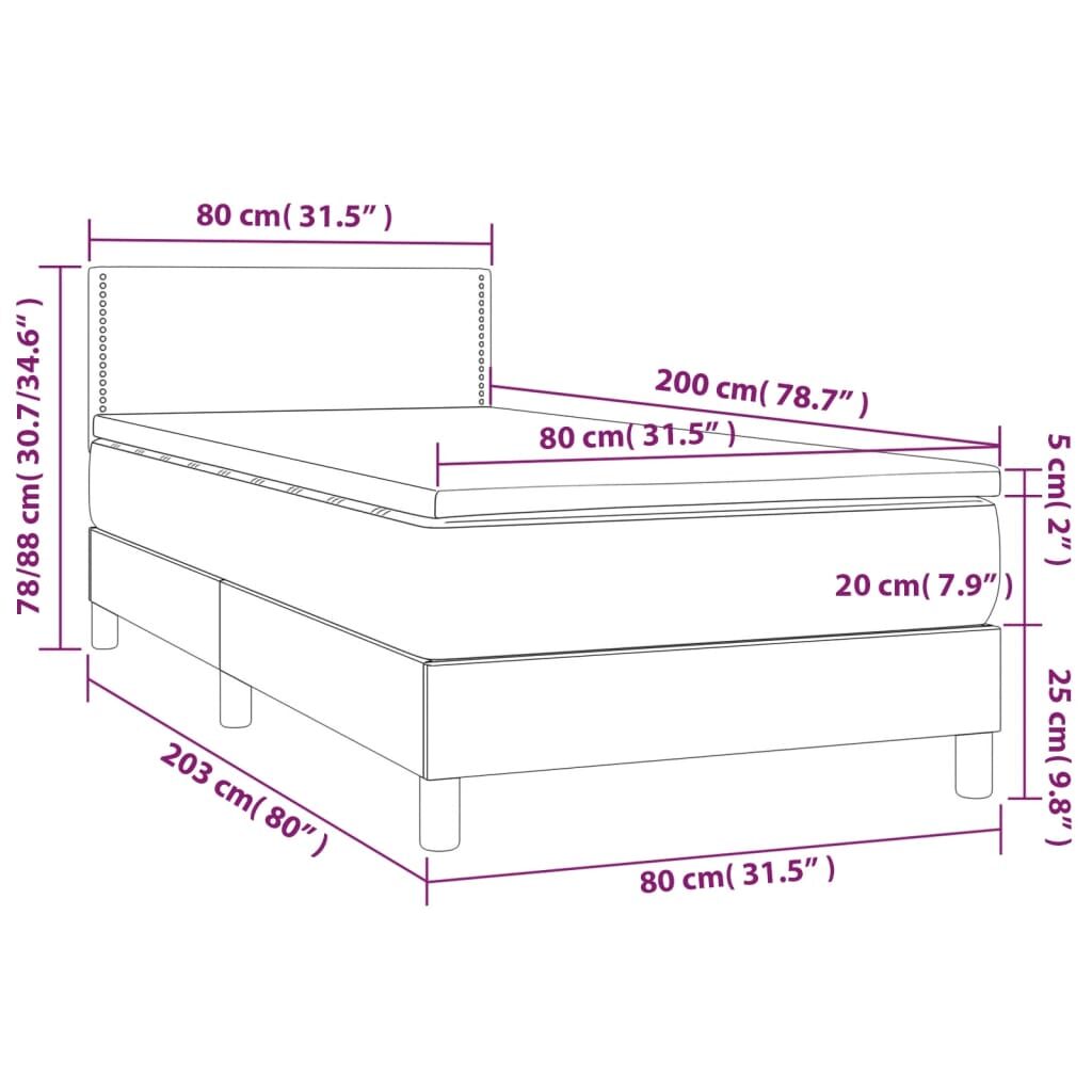 Κρεβάτι Boxspring με Στρώμα & LED Σκ. Μπλε 80x200 εκ. Βελούδινο