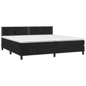 Κρεβάτι Boxspring με Στρώμα & LED Μαύρο 200x200 εκ. Βελούδινο