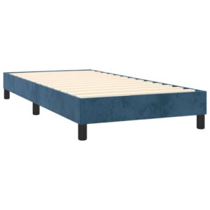 Κρεβάτι Boxspring με Στρώμα & LED Σκ. Μπλε 90x200 εκ. Βελούδινο