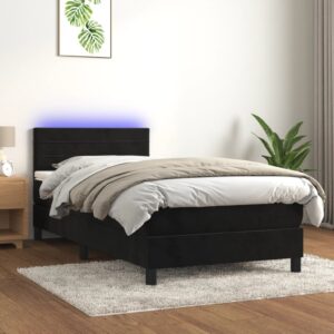 Κρεβάτι Boxspring με Στρώμα & LED Μαύρο 80x200 εκ. Βελούδινο