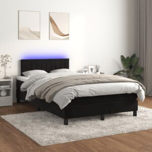 Κρεβάτι Boxspring με Στρώμα & LED Μαύρο 120x200 εκ. Βελούδινο