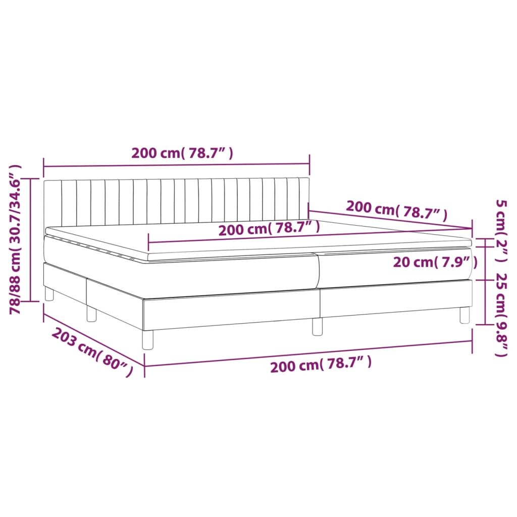 Κρεβάτι Boxspring με Στρώμα & LED Σκ. Γκρι 200x200εκ. Βελούδινο