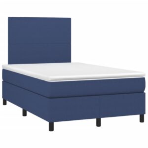 Κρεβάτι Boxspring με Στρώμα & LED Μπλε 120x200 εκ. Υφασμάτινο