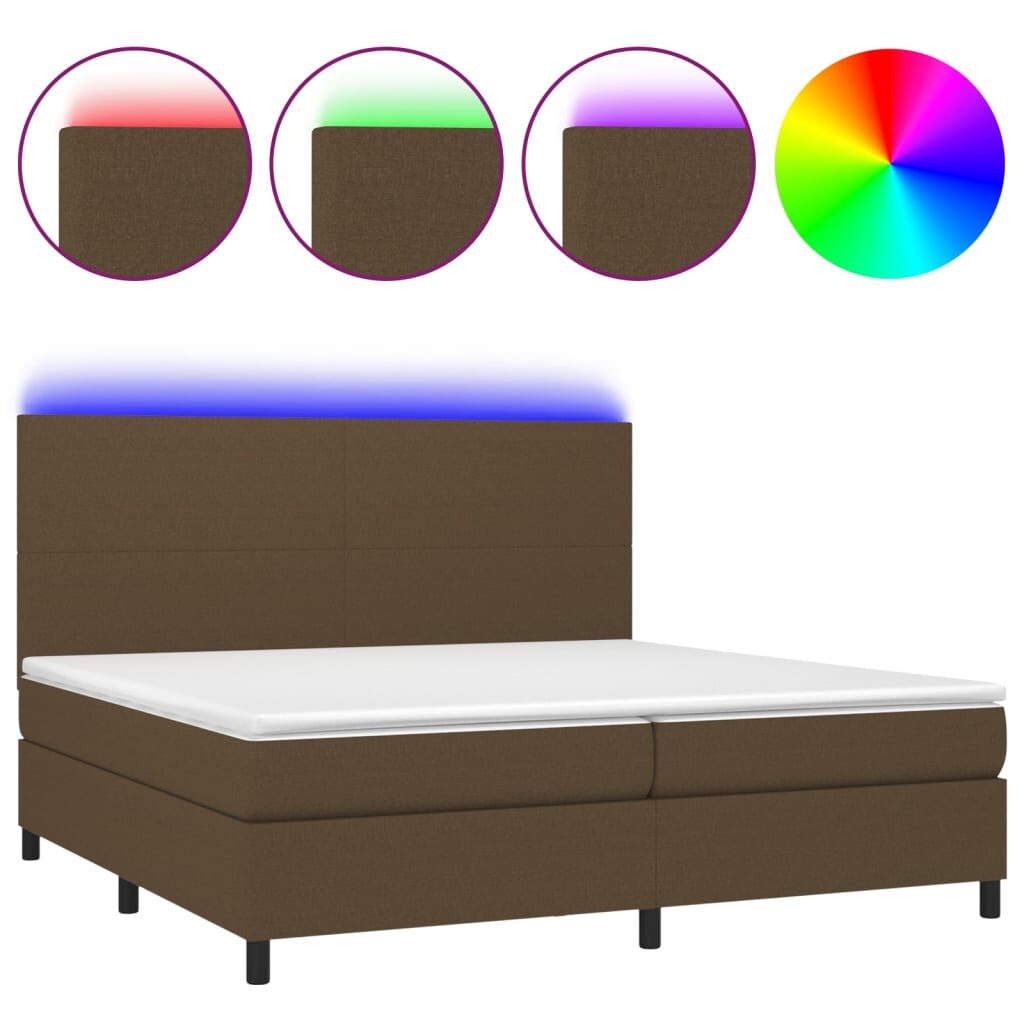 Κρεβάτι Boxspring με Στρώμα & LED Σκ.Καφέ 200x200εκ. Υφασμάτινο