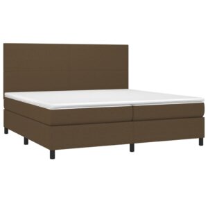 Κρεβάτι Boxspring με Στρώμα & LED Σκ.Καφέ 200x200εκ. Υφασμάτινο